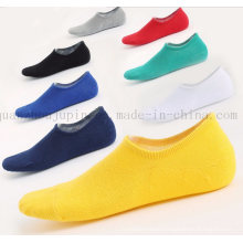 OEM оптовая продажа чистого цвета хлопок силиконовые противоскользящие невидимые носки для лодок